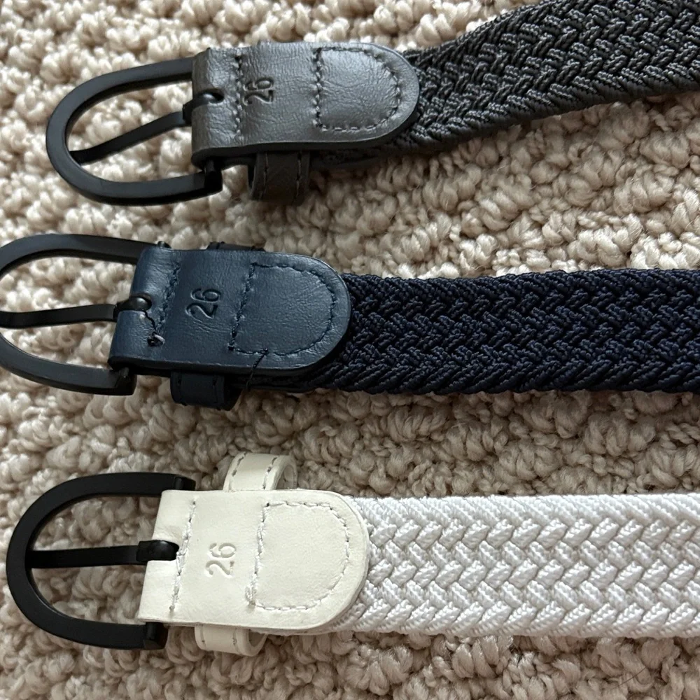 Kids’ Classic Woven Belt Set - Black, Navy, and White